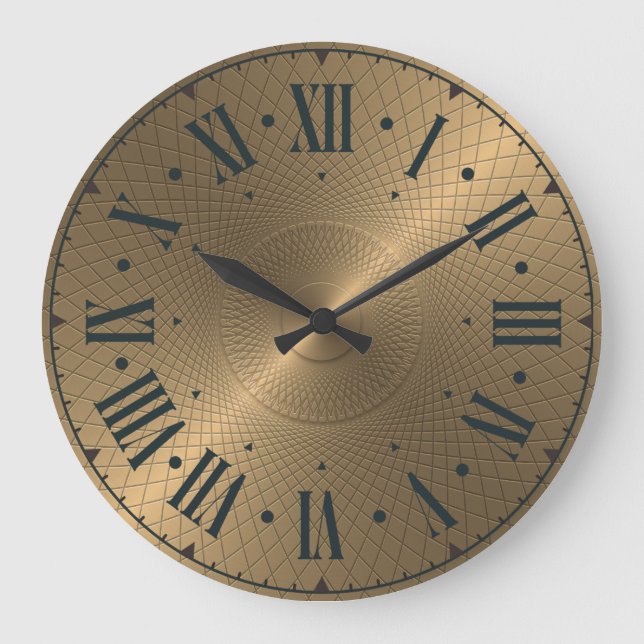 Relógio Grande Espiral de Abstrato de Disco Dourado com Gravação  (Frente)