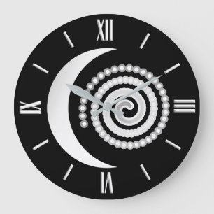 Relógio Grande Espiral de prata da lua
