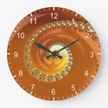 Espiral Fractal de Gradiente Laranja Dourado Abstr