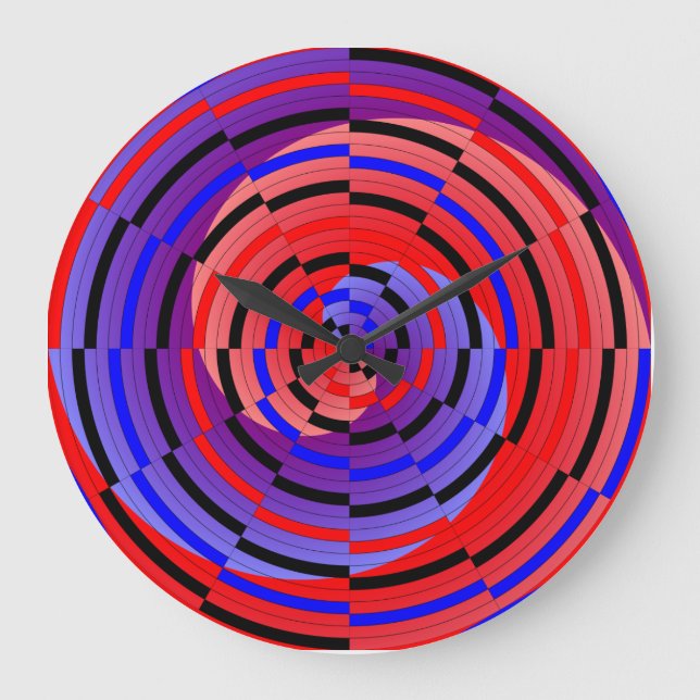 Relógio Grande Espiral Red & Blue Counter de Kenneth Yoncich (Frente)