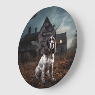 Relógio Grande Espírito Inglês do Springer Spaniel Halloween