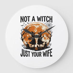 Relógio Grande Esposa engraçada Halloween Vintage Witch Moon Desi