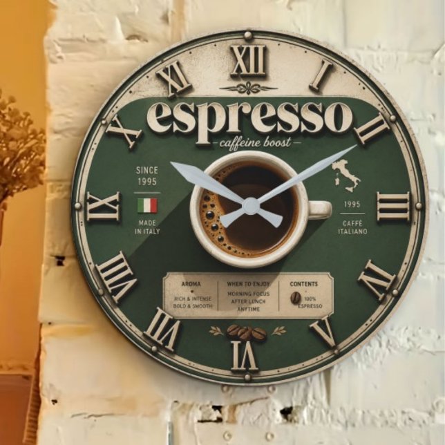 Relógio Grande Espresso Italian Coffee Bar Kitchen Decor (Criador carregado)