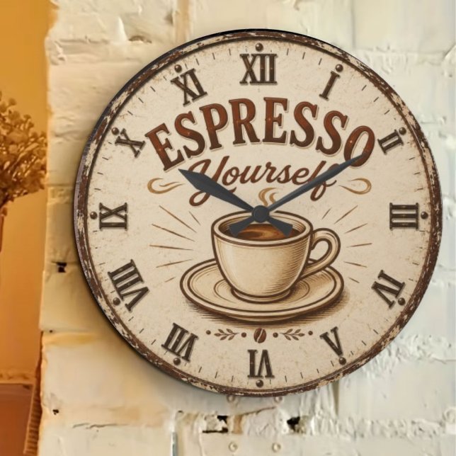 Relógio Grande Espresso Yourself Vintage Coffee (Criador carregado)