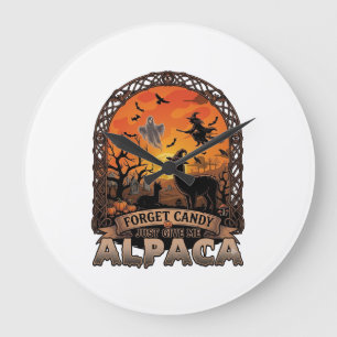 Relógio Grande Esqueça o Doce Apenas Me Dê Alpaca Halloween Fanta