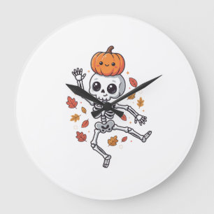 Relógio Grande Esqueleto Dançante de Halloween Fofo com Cabeça de