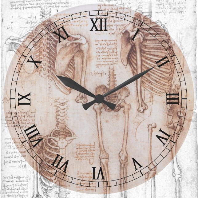 Relógio Grande Esqueleto de Ossos da Anatomia Humana de Leonardo  (Criador carregado)