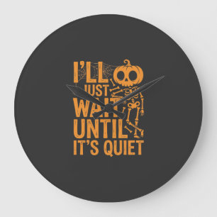 Relógio Grande Esqueleto engraçado de Halloween esperando por um 