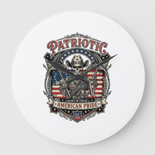 Relógio Grande Esqueleto Patriota Cowboy Patriota Escuro Esquelet