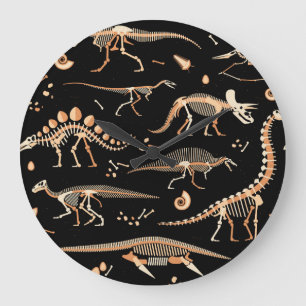 Relógio Grande Esqueletos de dinossauro, fósseis, padrão de colhe