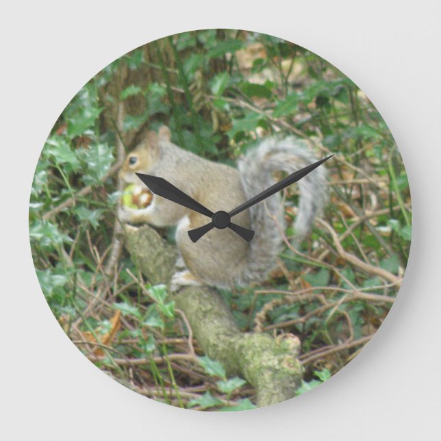 Relógio Grande Esquilo com Acorn Wall Clock (Frente)