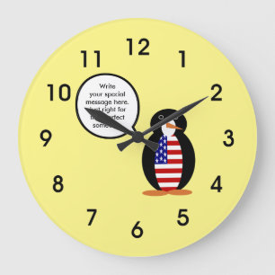 Relógio Grande Estados Unidos Falando com Bandeira do Pinguim