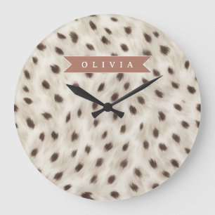 Relógio Grande Estampa Animal Leopardo Neutro Chic Personalizado