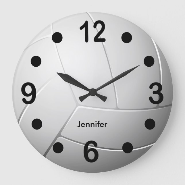 Relógio Grande Estilo branco de voleibol (Frente)