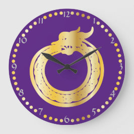 Relógio Grande Estilo Celta Dourado Tonelado Ouroboros Grande Rel