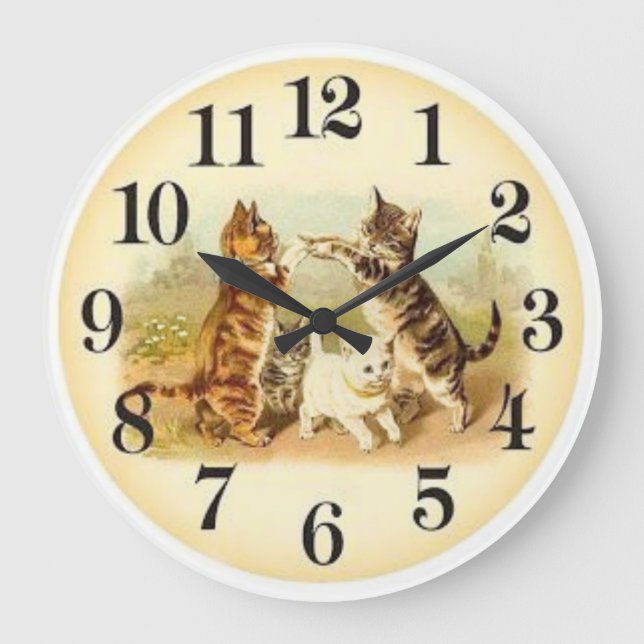 Relógio Grande Estilo de gatinhos 1 (Frente)