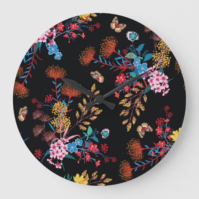 Relógio Grande Estilo de Liberdade das Borboletas do Jardim Bloom (Frente)
