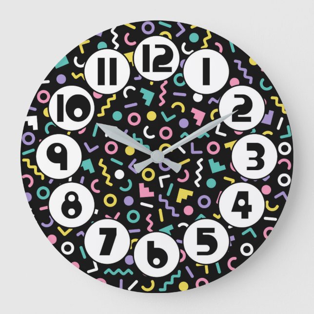 Relógio Grande Estilo de Memphis da década de 1980/90 (Frente)