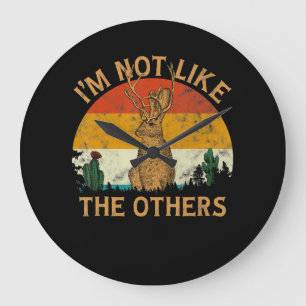 Relógio Grande Estilo do trevo Cactus Jackalope   Rabbit Lover