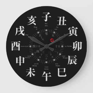 Relógio Grande Estilo dos sinais de zodíaco no Japão [face preta]