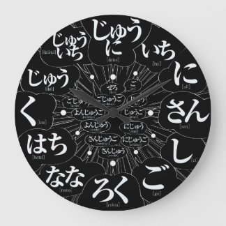 Relógio Grande Estilo japonês Hiragana MANGA [rosto preto]