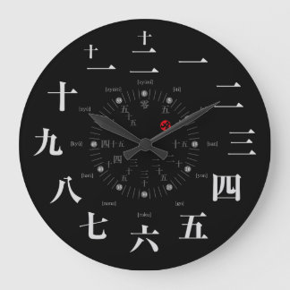 Relógio Grande Estilo kanji do Japão [cara negra]