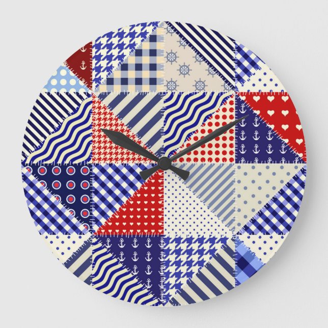 Relógio Grande Estilo Náutico Triângulo com Patchwork Retroativa (Frente)