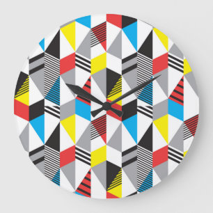Relógio Grande Estilo Retro Bauhaus: Abstrato sem costura