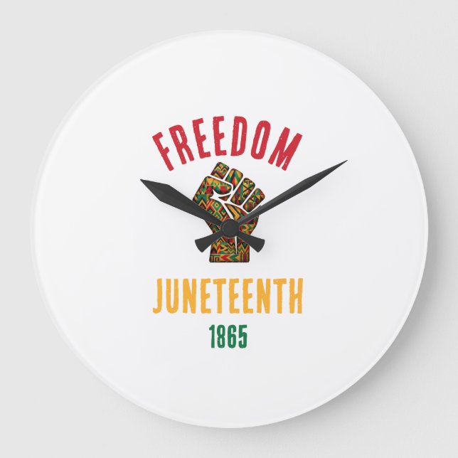 Relógio Grande Estilo Retrô Juneteenth Liberdade 1865 Padrão Pan- (Frente)