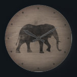 Relógio Grande Estilo Russo do Elefante Africano<br><div class="desc">Relógio de Parede do Elefante Lover. A design de madeira é impressa, não madeira real.</div>