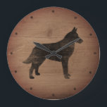 Relógio Grande Estilo Russo Malinois Belga<br><div class="desc">Relógio de Muro de Malinois Lover belga. A design de madeira é impressa,  não madeira real.</div>