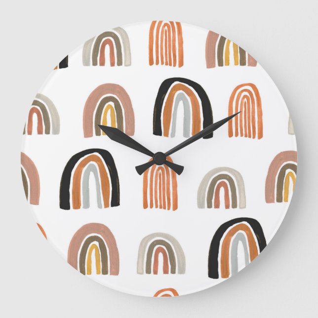 Relógio Grande Estilo Simples Pastel Rainbow Kids (Frente)
