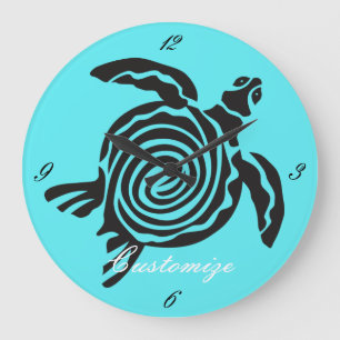Relógio Grande Estilo Tribal Turtle Thunder_Cove