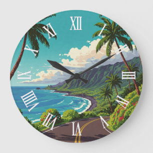 Relógio Grande Estrada Vintage para Hana Maui Havaí Viagens
