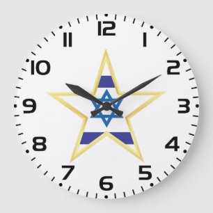 Relógio Grande Estrela de Davi da Bandeira Israelense com Recorte