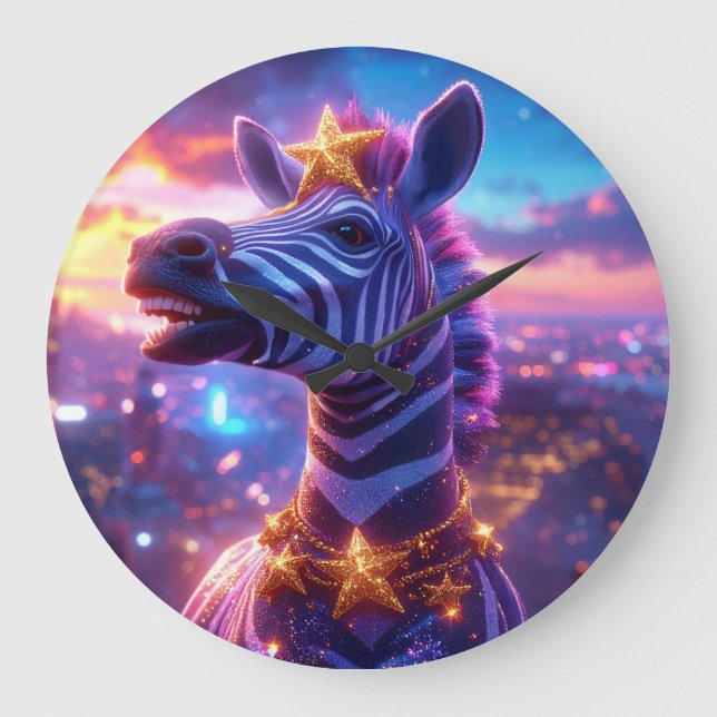 Relógio Grande Estrelas e faixas com ZEBRA ZANZIBAR (Frente)