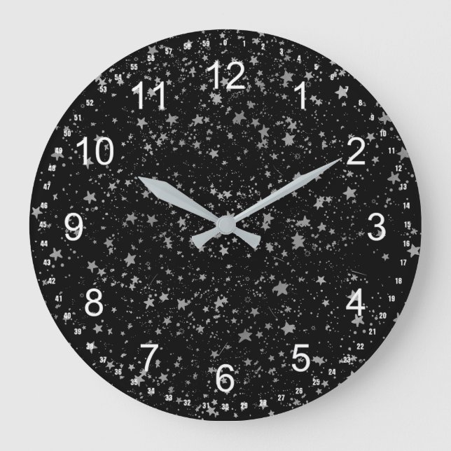Relógio Grande Estrelas Prateadas (Frente)