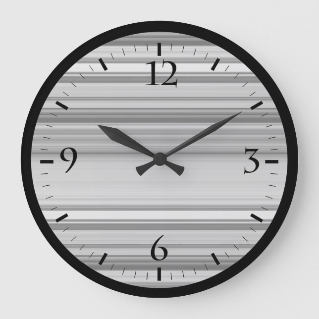 Relógio Grande Estrias de cinzas negras brancas (Frente)