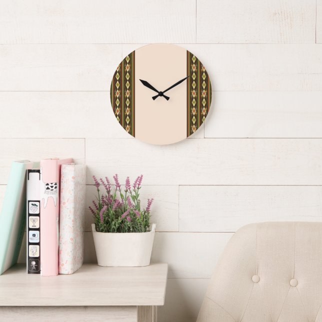 Relógio Grande Ethiopian Tebeb Pattern (Sala de leitura)