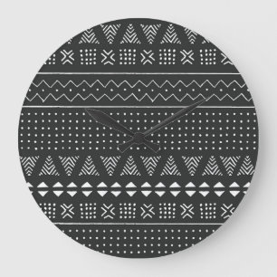 Relógio Grande Etnia tribal: padrão branco negro.