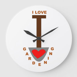 Relógio Grande Eu Adoro Gardening Spade Wall Clock