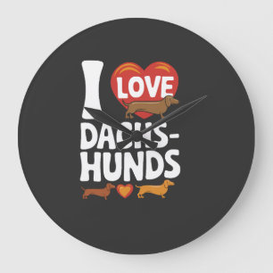Relógio Grande Eu Amo Dachshunds Design Comovente para Amantes de