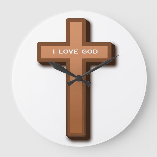 RELÓGIO GRANDE "EU AMO DEUS" CRUZADO (Frente)