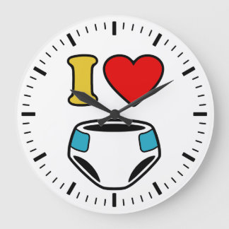 RELÓGIO GRANDE EU AMO FRALDAS