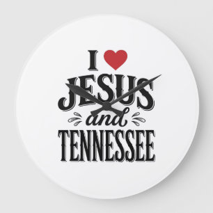 Relógio Grande Eu Amo Jesus e Tennessee Vintage Desenho Cristão