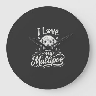 Relógio Grande Eu Amo Meu Amante de Cachorro Maltipoo
