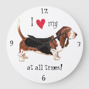 Relógio Grande Eu amo meu Basset Hound