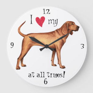 Relógio Grande Eu amo meu Coonhound de Redbone