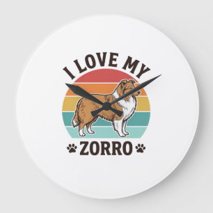 Relógio Grande Eu Amo Meu Design Vintage do Zorro Amante de Cacho