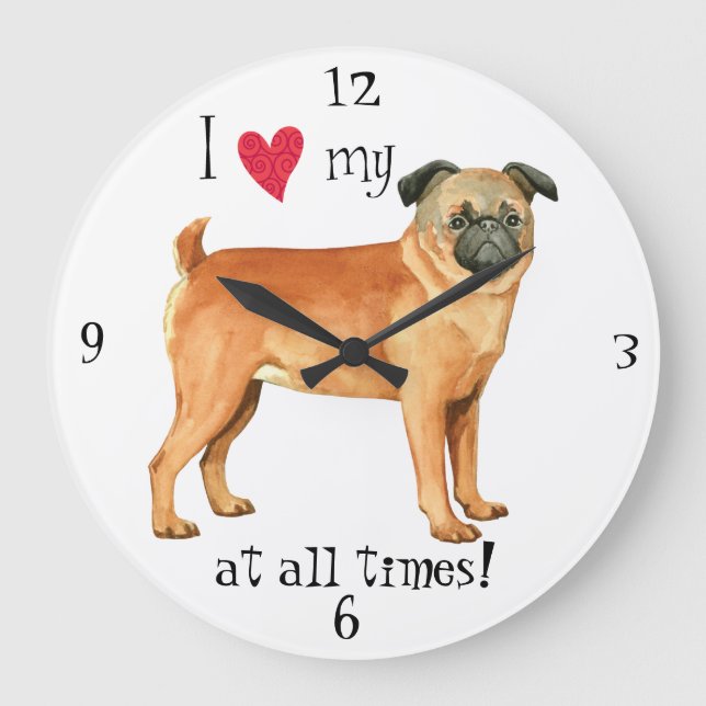 Relógio Grande Eu amo meu pequeno Brabancon (Frente)